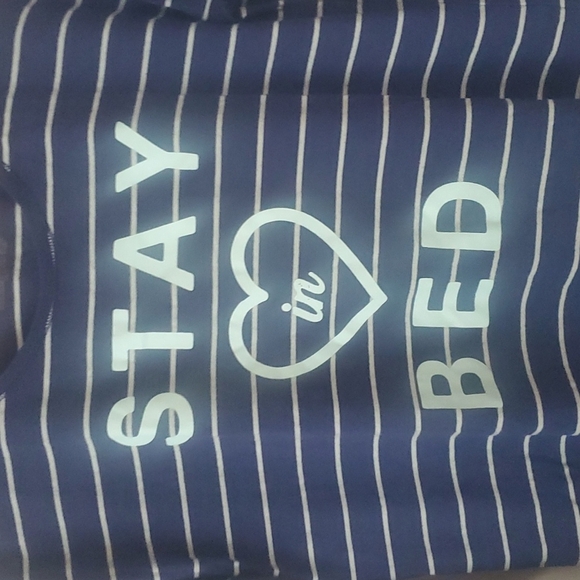 Victoria Secret Stay in Bed Striped Graphic Blue Sleepwear XS - Picture 2 of 4